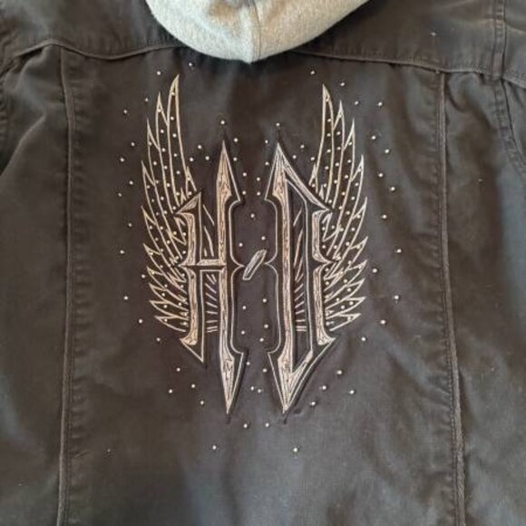 Ladies Harley Davidson Black Cotton 2 in 1 Jacket w/Removable Gray Vest LARGE - Picture 6 of 9